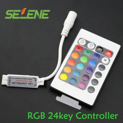 50pcs mini 24key led controller rgb color with remote control mini dimmer for 5050 / 3528 led strip lights 12v by fedex [rgb-controllers-8201]