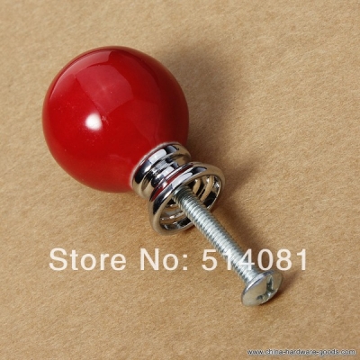 5pcs red ceramic china door knobs handles drawer pulls cupboard furniture cabinet cherry handle
