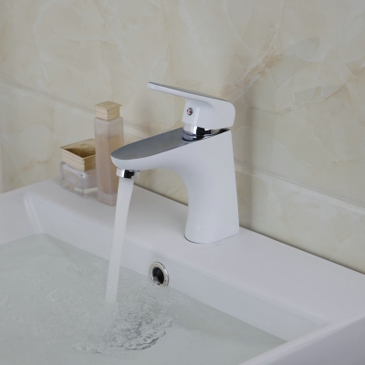 bathroom sinks faucet white painting deck mounted mixer basin tap solid brass bathroom sink faucet 97058 [bathroom-mixer-faucet-1663]