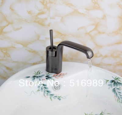 black faucet bathroom mixer tap basin and cold water tree914