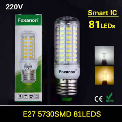 bombillas led bulb e27 smd 5730 lamparas led light 220v 81led corn lamp chandelier with smart ic ce rhos [5730-smart-ic-corn-series-944]