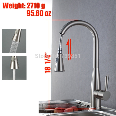brass brushed kitchen sink faucet pull out bar mixer single handle single hole water tap torneira para pia cozinha grifos cozina [pull-out-kitchen-faucets-8115]