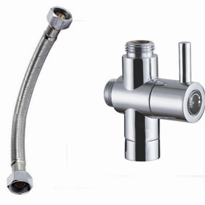 brass parts shower kit diverter + stainless steel pipe, shower faucet water diverter ws124-1