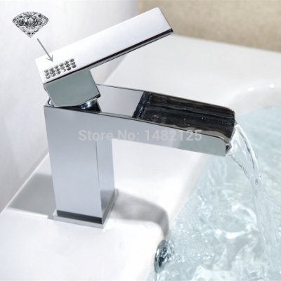 brass single lever square waterfall basin faucet