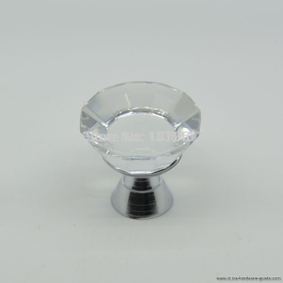 clear crystal glass cabinet knob 25g 28*25mm diamond shaped crystal glass handles crystal drawer handles [Door knobs|pulls-1784]
