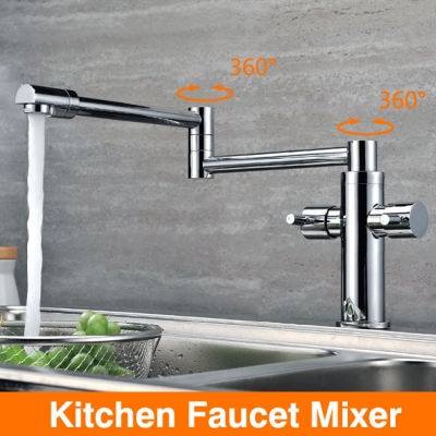 copper sink folding adjustable terminal double handle deck mounted chorme mixer kitchen faucet kitchen torneira griff cozinha [deck-mounted-basin-faucets-2896]