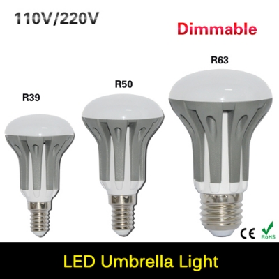 dimmable umbrella led lamp e14 e27 led bulb 3w 5w 7w 220v 110v lampada led light energy saving wedding decoration r39 r50 r63
