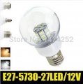 e27 7w led 27led-5730 smd warm white white light globe bulb lamp 12v zm00831/zm00832