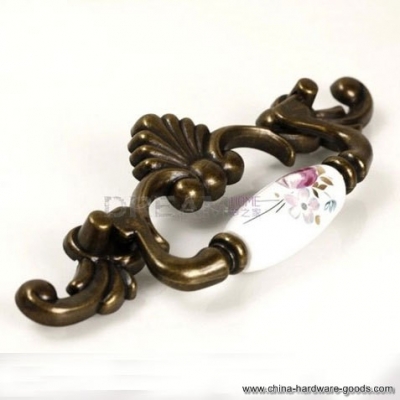 european rural style cabinet pull modern ceramic black funiture handle tulip buterfly shaped drawer and closet knob