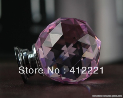 fashion modern 10 pcs 30mm crystal pink stone small handle knob in chrome [Door knobs|pulls-1902]