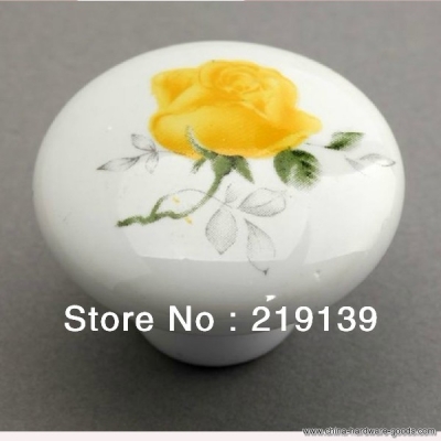 flower ceramic furniture kitchen cabinet hardware pulls drawer round porcelain knobs cupboard handles