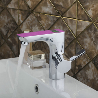 hello luxury single handle pink basin digital display bathroom chrome brass 97123 deck mounted sink torneira tap mixer faucet [bathroom-mixer-faucet-1764]