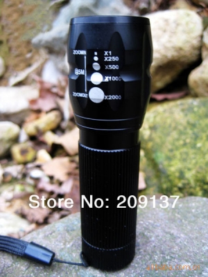 high power torch 2000 lumens 3 * aaa batteries zoomable led flashlight torch light outdoor lighting -