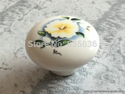 knob ceramic white blossom flower antique bronze hardware