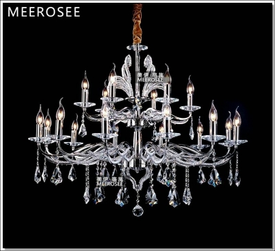 large chrome silver color crystal metal chandelier lamp fixtures with 18 lamps
