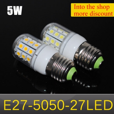 led lamps 220v e27 5050 27 leds 5w led bulbs spot light & lighting 4pcs/lot [5050-chip-series-810]