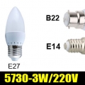 led lamps 3w e27 b22 e14 5730 crystal lights cold white/warm white led energy-saving lamps candle lights 1pcs/lot zm00921