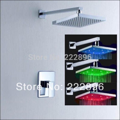 led light square bathroom shower faucet controlled bath mixer wall water tap shower els shower set torneira banheiro chuveiro