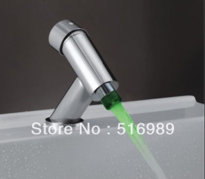 led waterfall faucet basin mixer tap 3 color chrome brass deck mounted faucet y-108 [led-faucet-5510]