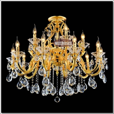 luxurious golden chandelier crystal light fixture lustre crystal lamp fitting suspension light with k9 crystal md88008