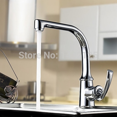 modern brass kitchen sink faucet in chrome [kitchen-faucet-4145]