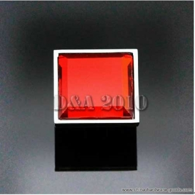 modern square crystal glass red cabinet cupboard door drawer pull handle knob [Door knobs|pulls-903]