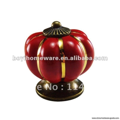 new cabinet red ceramic door pumpkin shape kitchen christmas style drawer handle and knob ng r88-ab