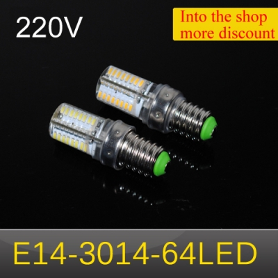 new mini led lamps 6w e14 3014 smd 64 leds crystal chandeliers ac 220v 240v spotlight silicone led bulb pendant light 5pcs/lots