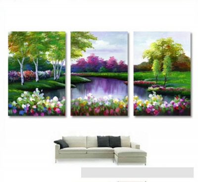 new3 pcs huge wall green on canvas decorative oil painting art bree98
