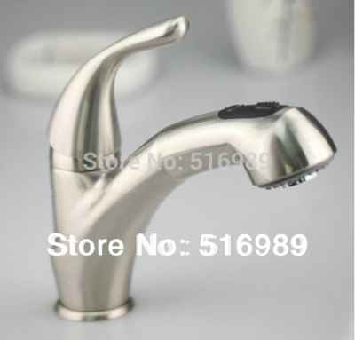 nickel brushed pull out bathroom sink basin mixer tap faucet a-182