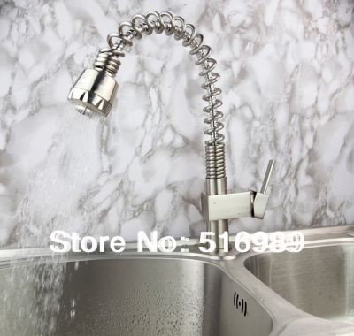 single handle pullout spray professional kitchen faucet brushed nickel finish mak23
