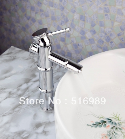 tall bamboo soild brass single handle deck mount chrome bathroom waterfall basin faucet vanity sink mixer tap single hole tre274