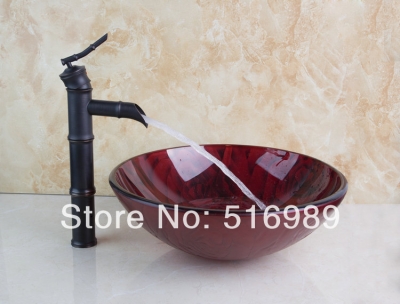 unique design oil rubed bronze construction & real estate bathroom basin faucet with drainer glass lavatory basin set [glass-lavatory-basin-faucet-set-3749]