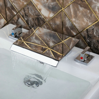waterfall double handle /cold hose bathtub torneira 3 pieces chrome 27a deck mount shower bathroom sink tap mixer faucet [3-pcs-bathtub-faucet-set-623]