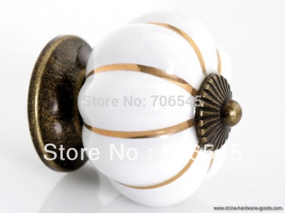 white 10pcs/lot ceramic door cabinets pumpkins knobs handles pull drawer,white ceramics ball style knobs