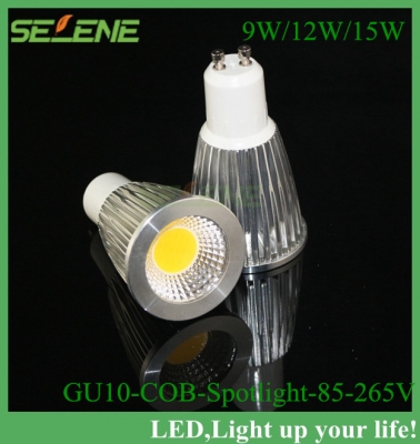 1pc super bright gu 10 bulbs light dimmable led warm/white 85-265v 9w 12w 15w gu10 cob led lamp light gu10 led spotlight
