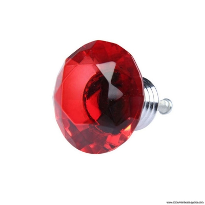 40mm diamond shape crystal glass drawer cabinet cupboard pull handle knob red ptsp [Door knobs|pulls-606]