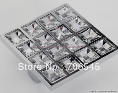 50mm clear crystal zinc alloy square type morden kitchen cabinet handle knob pulls wholes+drop