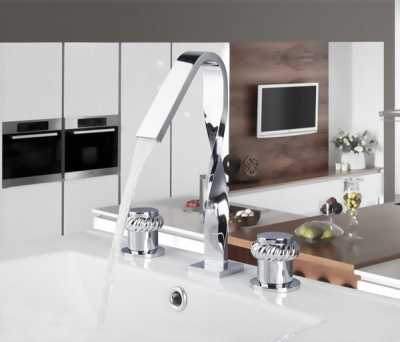 54f new design deck mounted 3 pcs set two handles bath fixtures bath hardware sets bathroom faucet [3-pcs-bathtub-faucet-set-573]