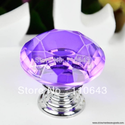 5pcs 30mm purple crystal knob cabinet pull handle drawer kitchen door wardrobe cupboard handle 51 [Door knobs|pulls-294]