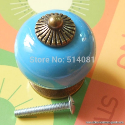 5pcs blue pearl ceramic door cabinets cupboard knobs handles pull drawer [Door knobs|pulls-335]