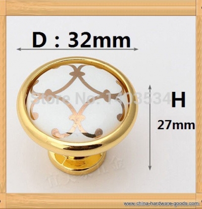 6pcs single hole knob zinc alloy kitchen furniture knob drawer knob golden color