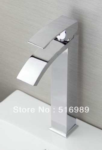basin sink faucet faucets waterfall bathroom mixer polished chrome bre533