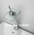 bathroom faucet deck mount basin sink chrome brass mixer ta glass waterfall leon32