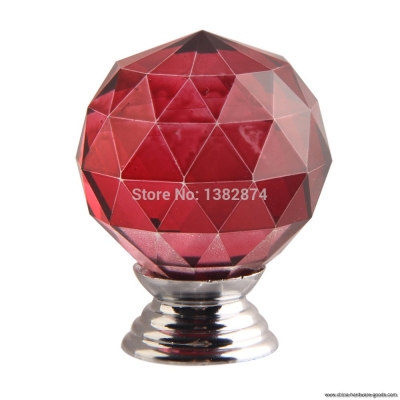 beautiful sphere crystal single-arch bedroom modern furniture handles knobs red color a#v9 68298.02