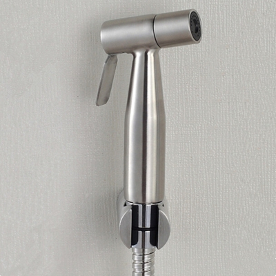 brushed nickel stainless steel toilet handheld bidet sprayer shower shattaf kit jet hose holder [bidet-faucet-2126]