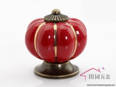 cartoon pumpkin handle cabinet cupboard drawer ceramic knob pulls red solid mbs007-7