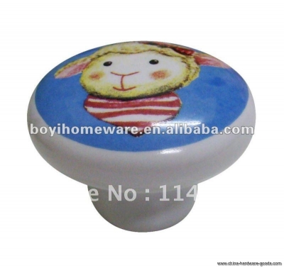 ceramic sheep kids novel item knobs animal knobs single hole cute knobs whole and retail discount 100pcs/lot p34 [Door knobs|pulls-345]