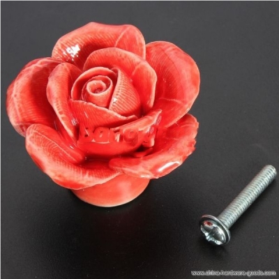 chinadoor ceramic rose flower door knobs pull handle [Door knobs|pulls-311]