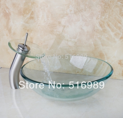 contemporary nickel brushed faucet washbasin tempered bathroom nice glass sink with water faucet basin set